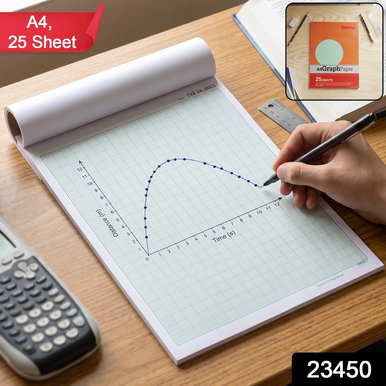 A4 Graph Paper Pad Precise 1mm Square Grid for Technical & Academic Use - Side View