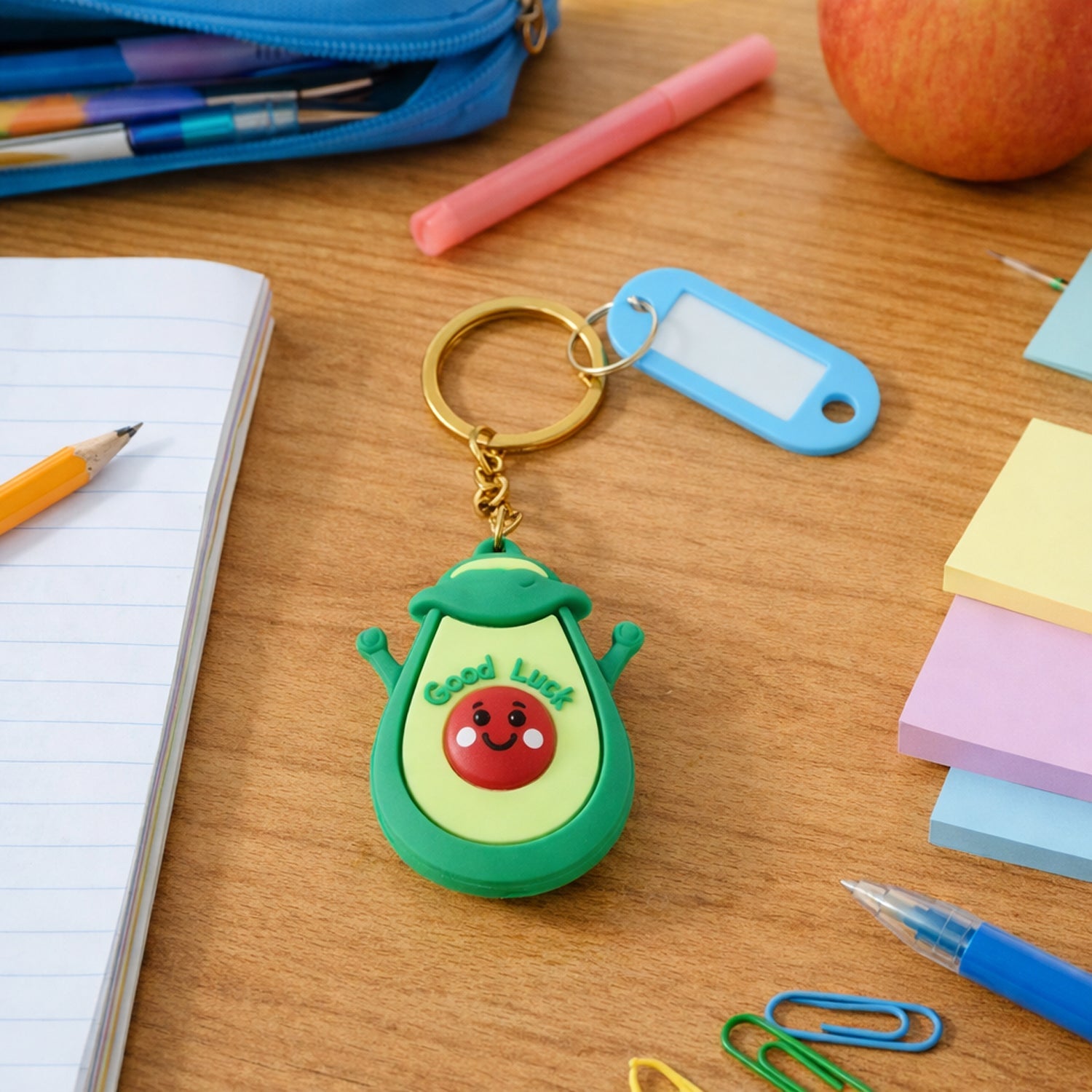 ALVENZA Avocado Keychain – Cute Cartoon Design with ID Tag