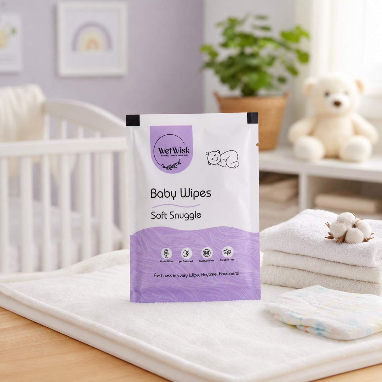 Baby Wet Wipes Gentle, Hypoallergenic & Travel-Friendly - Side View