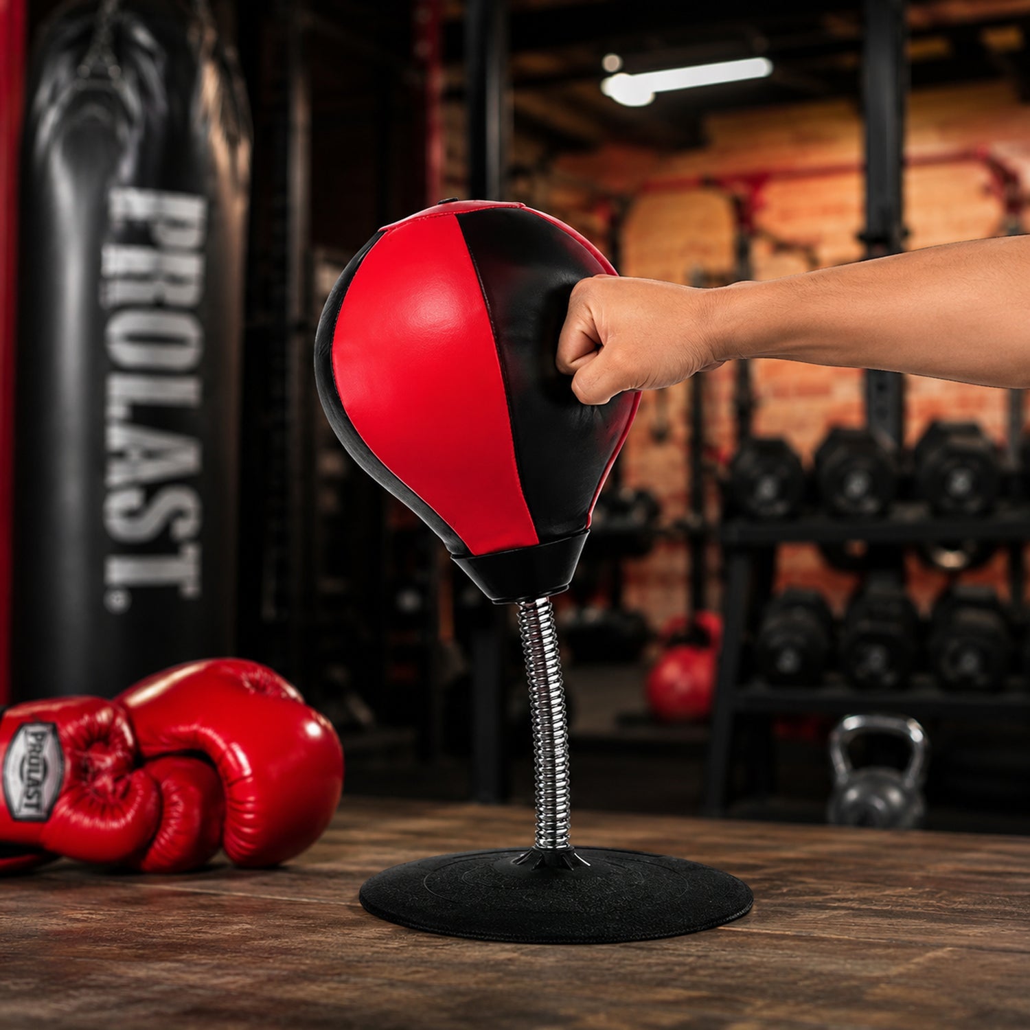 Inflatable Desktop Punching Bag Stress Relief & Reflex Training - Side View