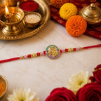 ALVENZA Designer Rakhi – Exquisite Stone Work & Vibrant Red Thread