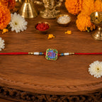 ALVENZA Rakhi for Raksha Bandhan – Colorful Beads & Radhe Engraving for Sibling Festival