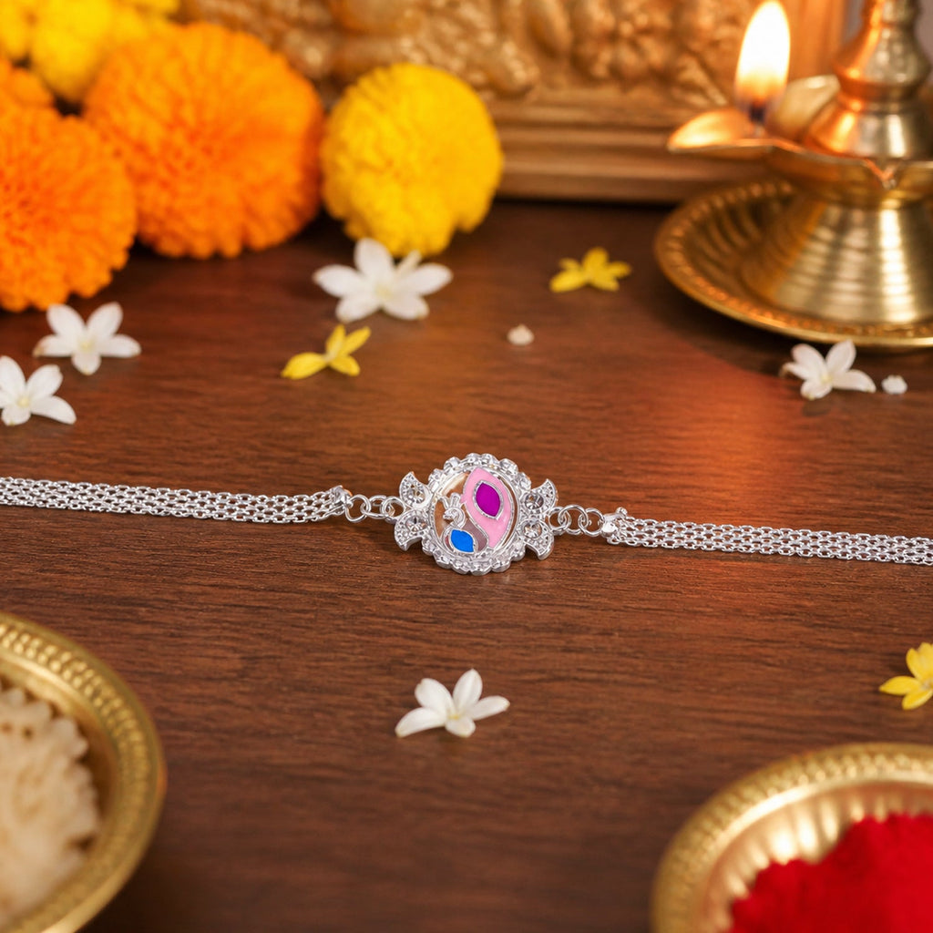 ALVENZA Peacock Rakhi - Elegant Traditional Design for Raksha Bandhan Festival