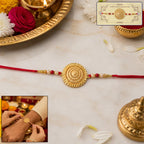 ALVENZA Golden Flower Rakhi - Intricate Design, Skin Friendly Thread for Brothers