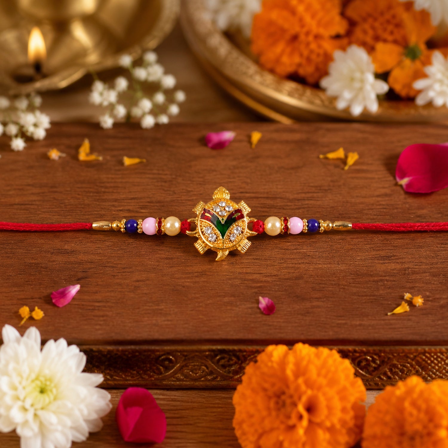 ALVENZA Traditional Tortoise Charm Rakhi - Lucky & Protective Symbol