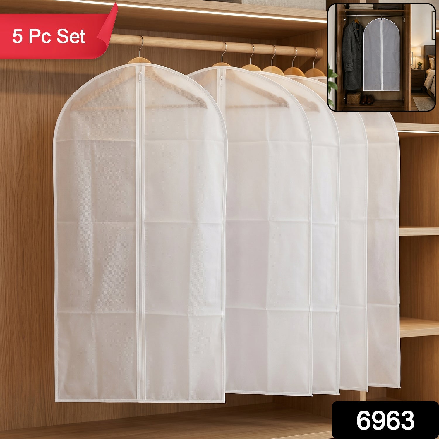 Foldable Suit Cover Space-Saving Clothes Protection for Wardrobes - Side View