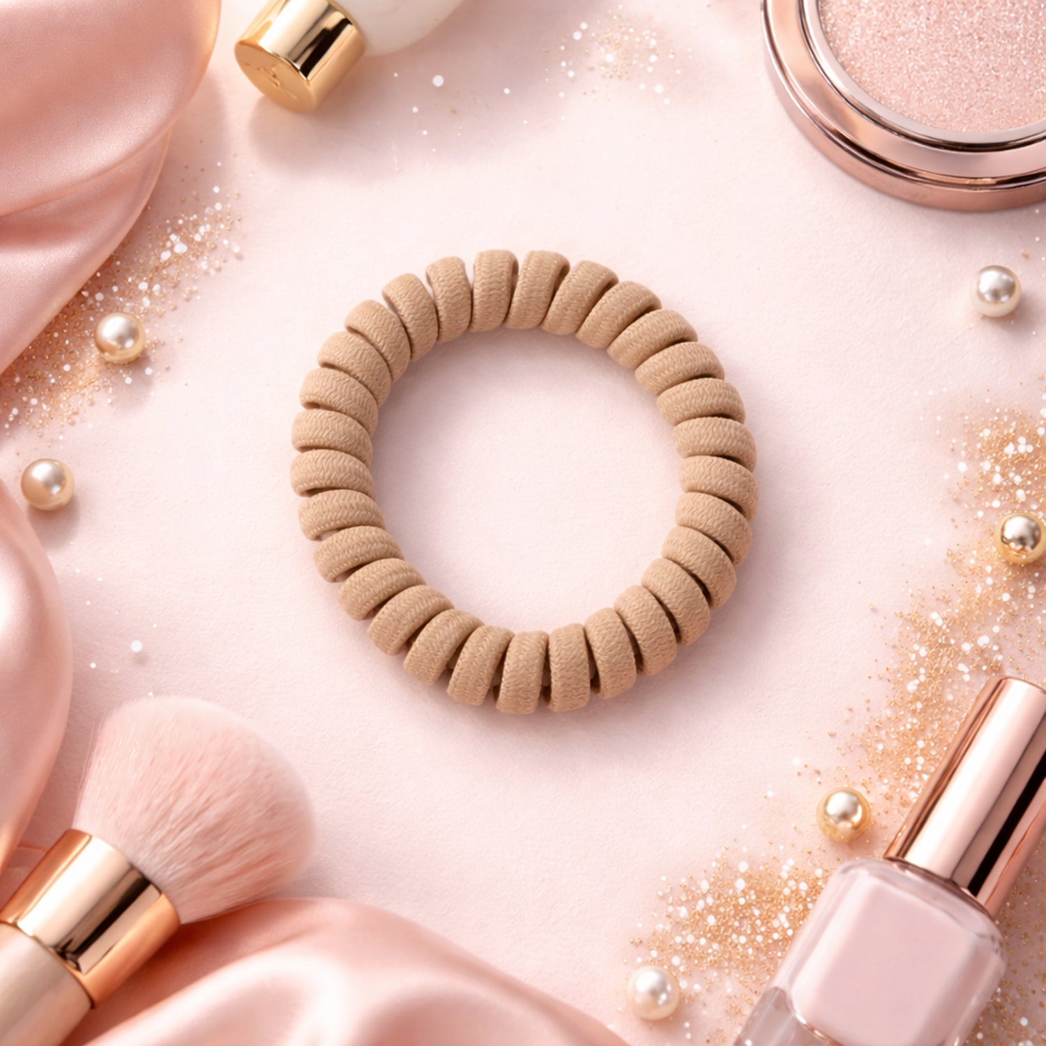 Soft Stretchable Spiral Coil Hair Band No Crease & Gentle Hold - Side View