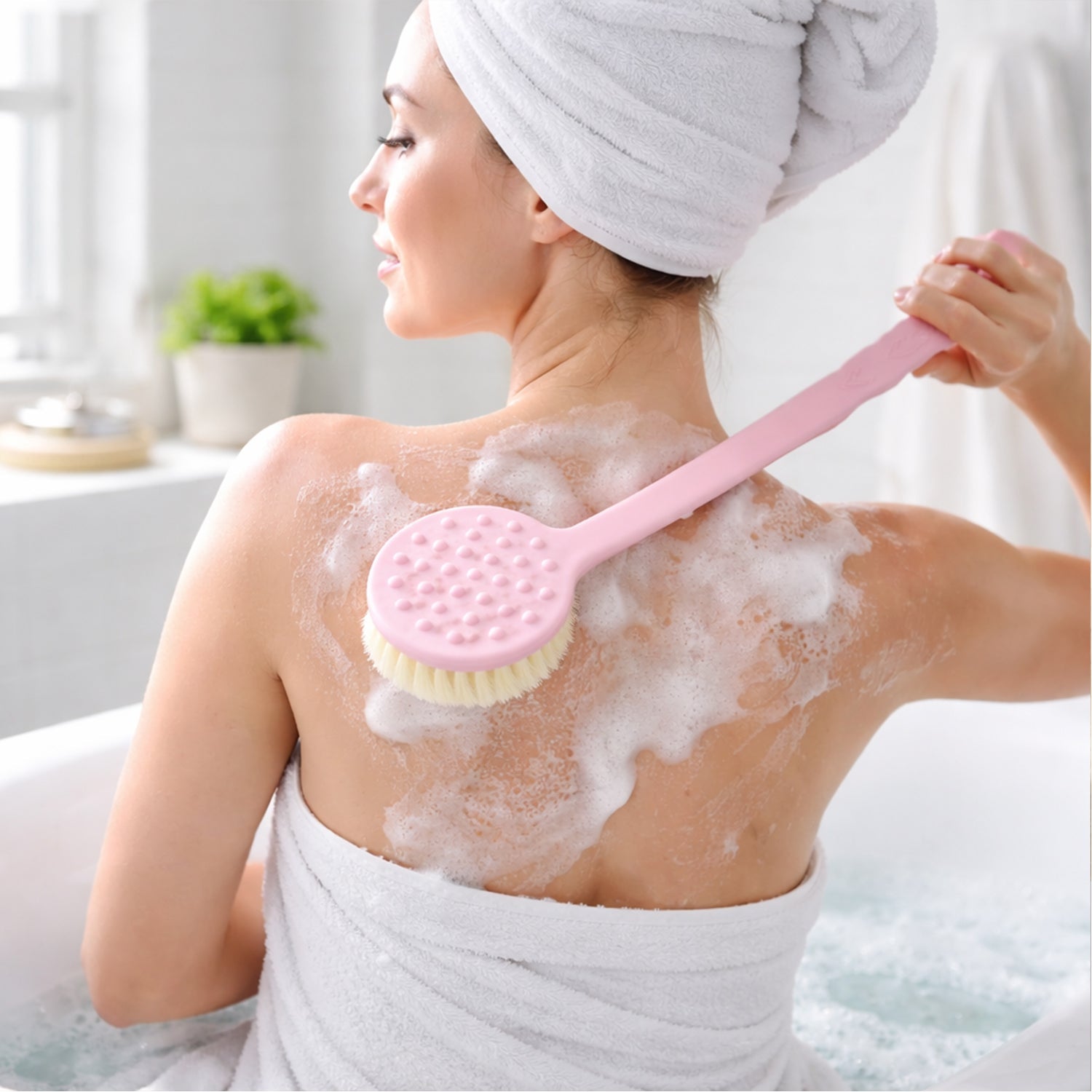 Back Scrubber Long Handle & Soft Bristles | Velvet Wipe