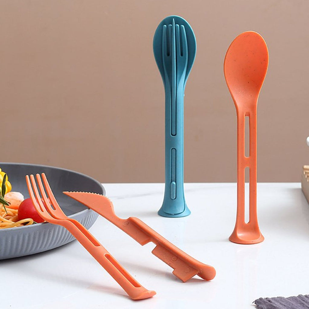 Reusable Cutlery Set 3-in-1 Spoon Fork Knife | Portable Travel - Front View