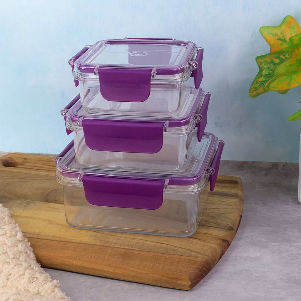 ALVENZA Airtight Square Food Storage Containers – Leakproof 3-Pc Set