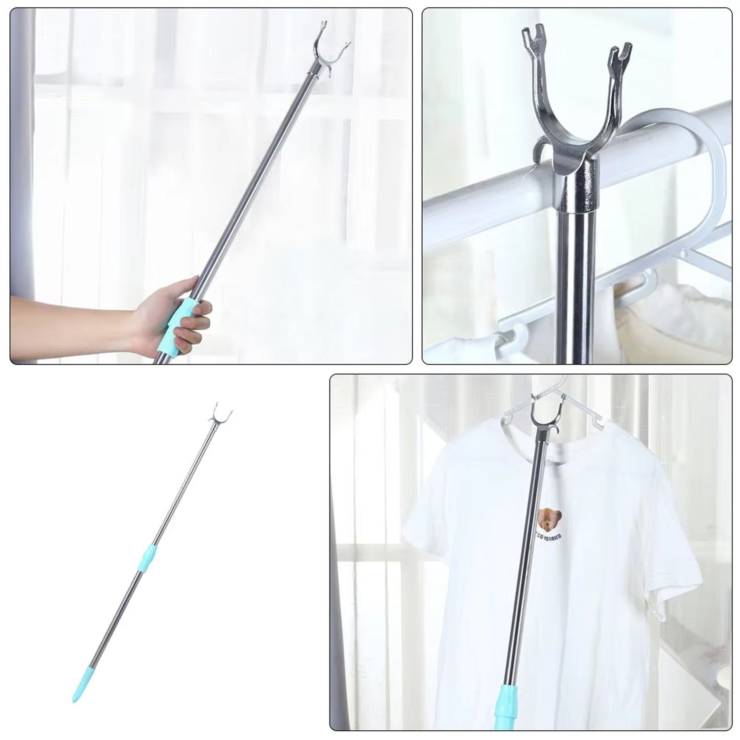 Telescopic Clothes Hanger Pole Stainless Steel Extendable - Detail View 6