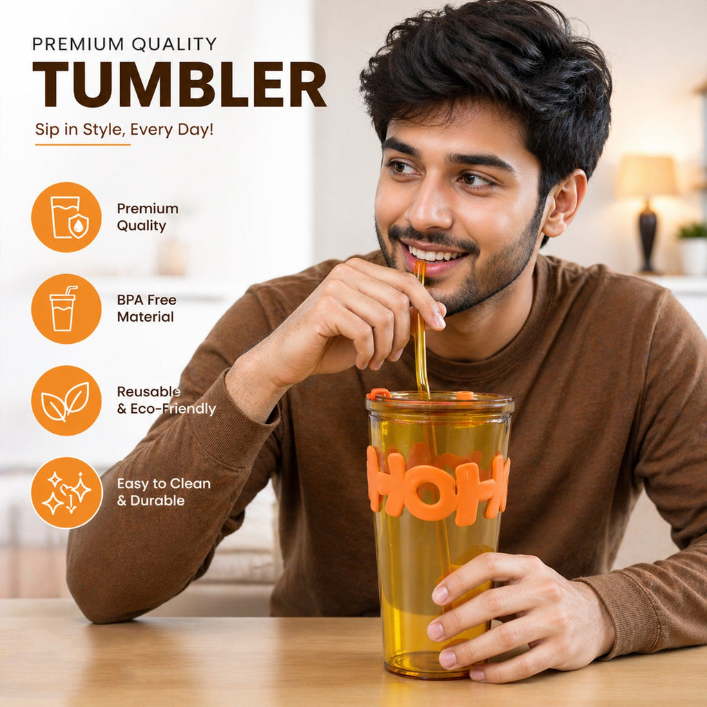 Glass Tumbler with Lid and Straw Leak-Resistant & Stylish - Detail View 5