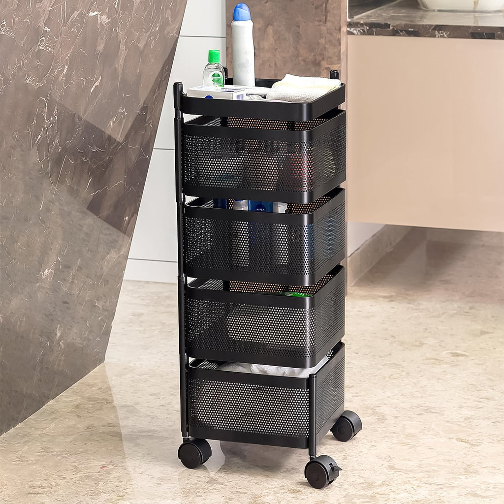 ALVENZA Metal Kitchen Trolley – 4 Layer Durable Storage Rack | Tidy Table