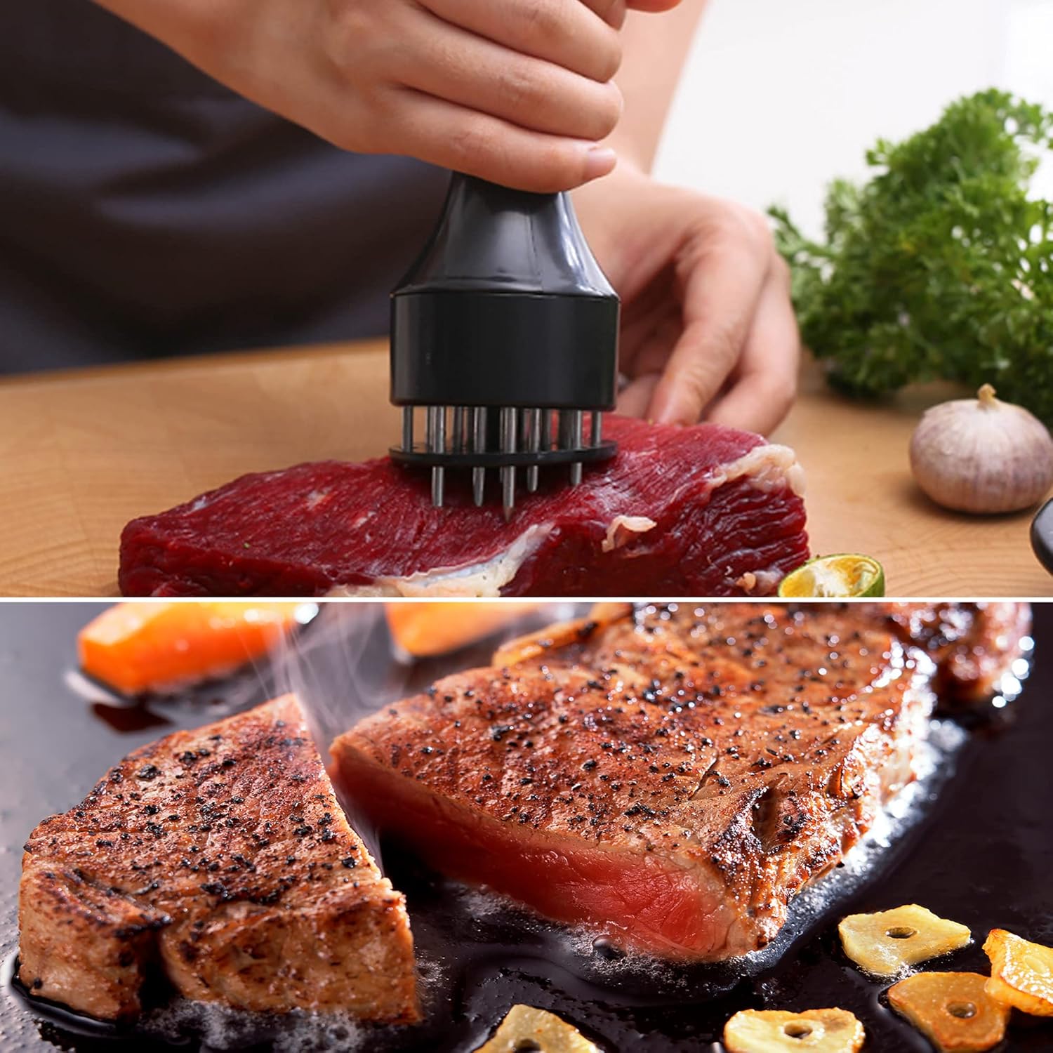 Meat Tenderizer Tool Stainless Steel Needle for Juicier Meats | ToolMate Pro - Back View
