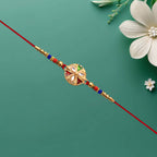 ALVENZA Floral Rakhi with Mirror Work - Stylish Colorful Beads on Red Thread