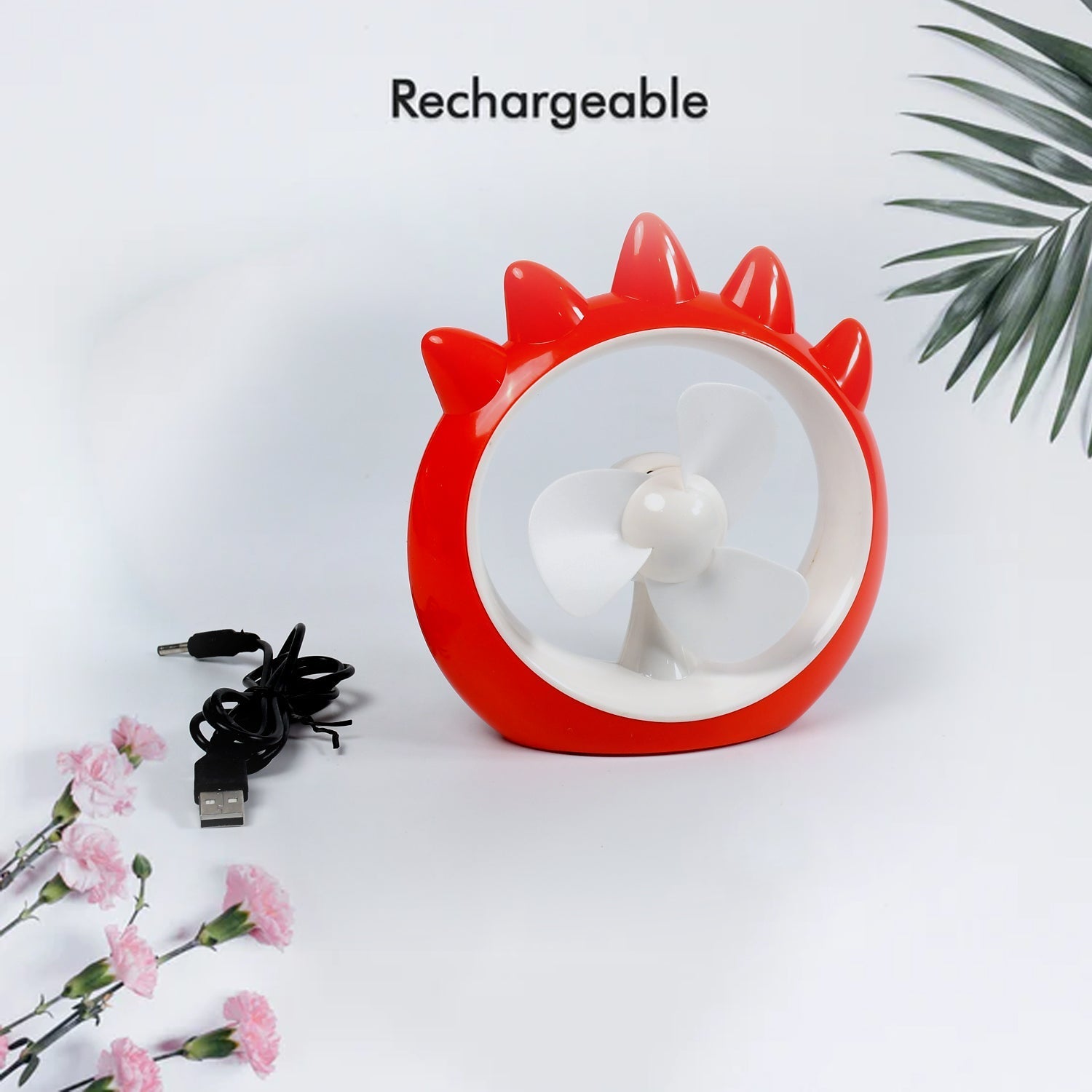 Mini USB Rechargeable Desktop Fan Compact & Quiet Cooling - Front View