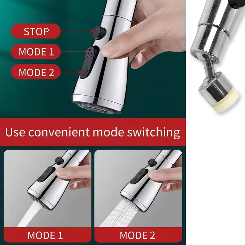 Kitchen Faucet Sprayer 3-Function Pull Down | - Back View