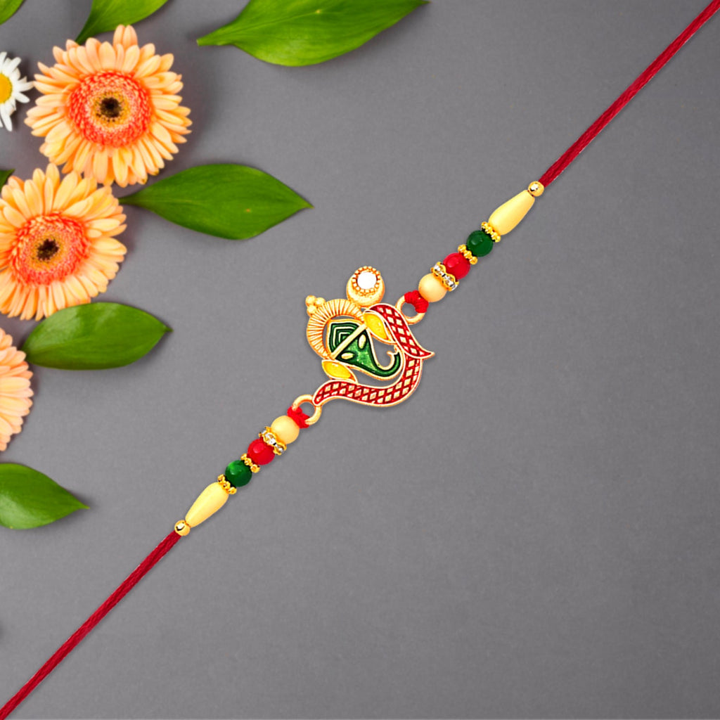 ALVENZA Ganpati Rakhi, Handcrafted traditional thread for Rakshabandhan