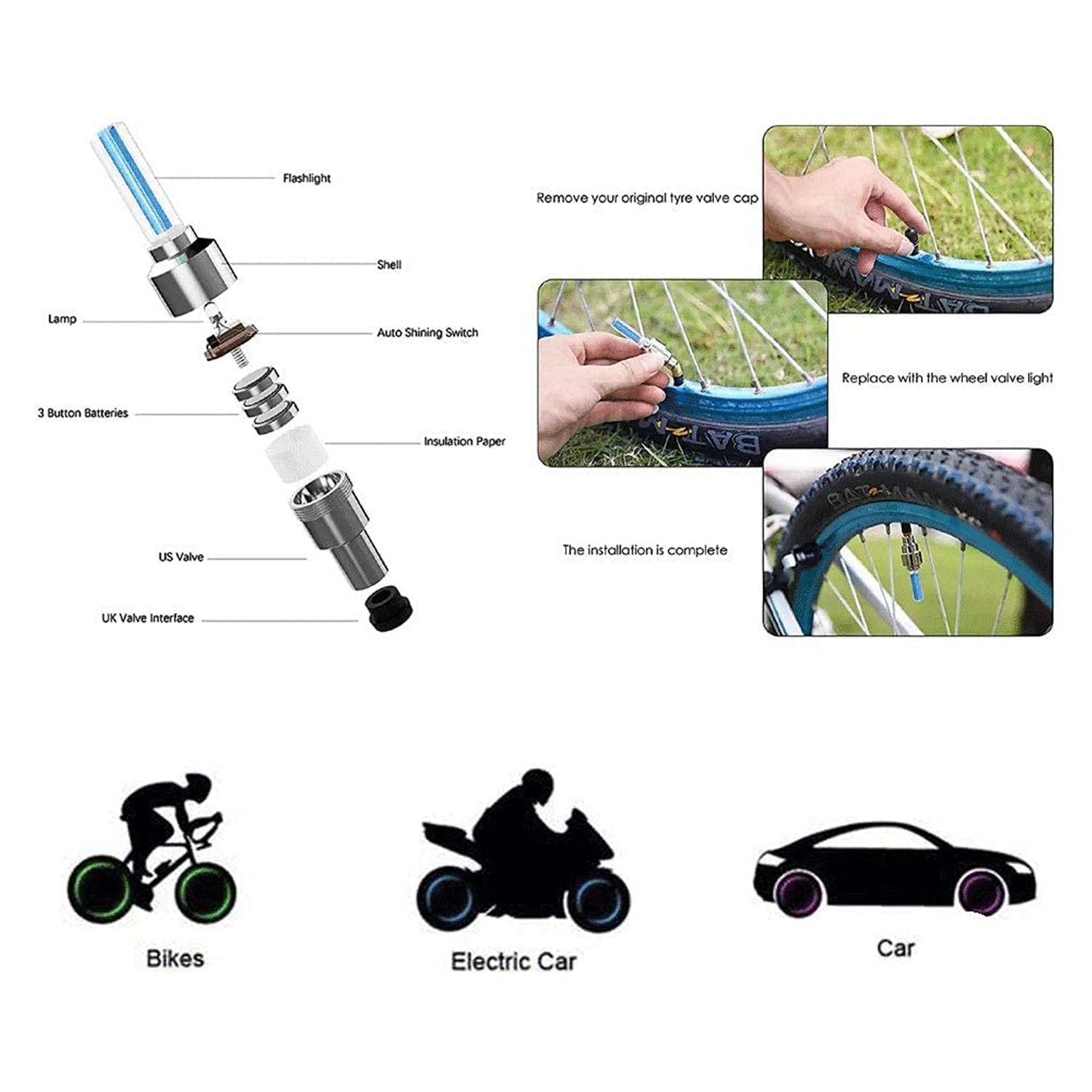 ALVENZA LED Tyre Valve Caps – Motion-Activated Light | RaceVault