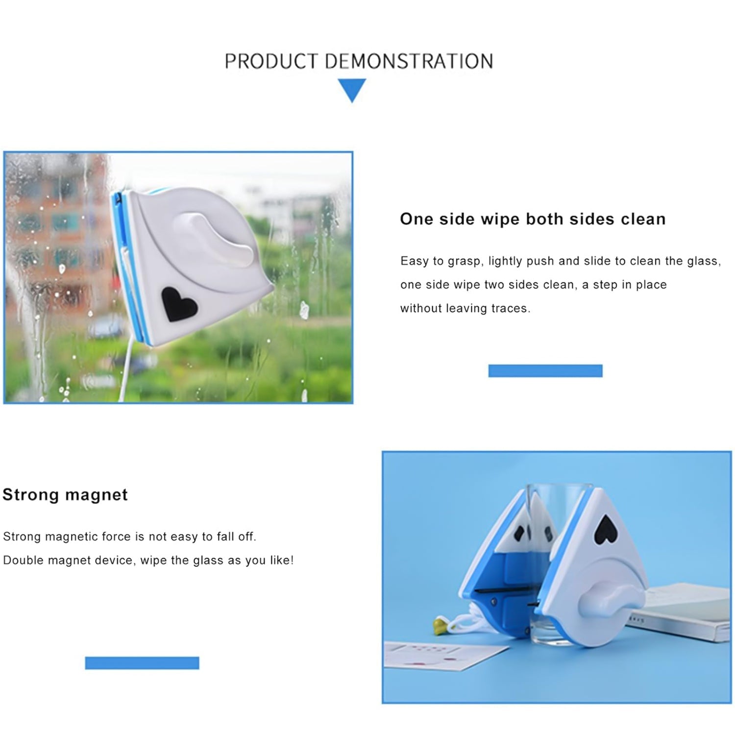 ALVENZA Magnetic Window Cleaner – Double-Sided Squeegee | FitFuzion