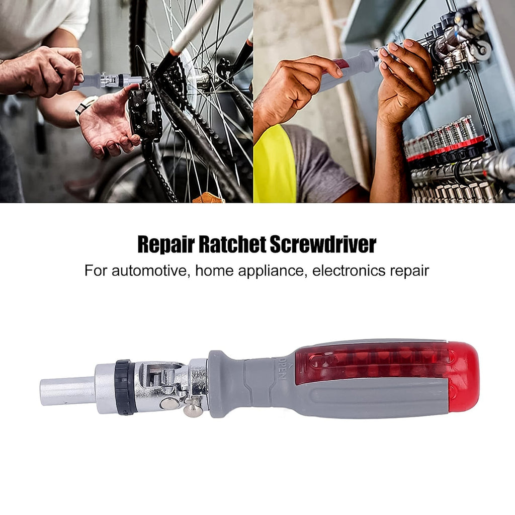 Ratchet Screwdriver Set Adjustable Angle & 20 Bits | BoltForce - Back View