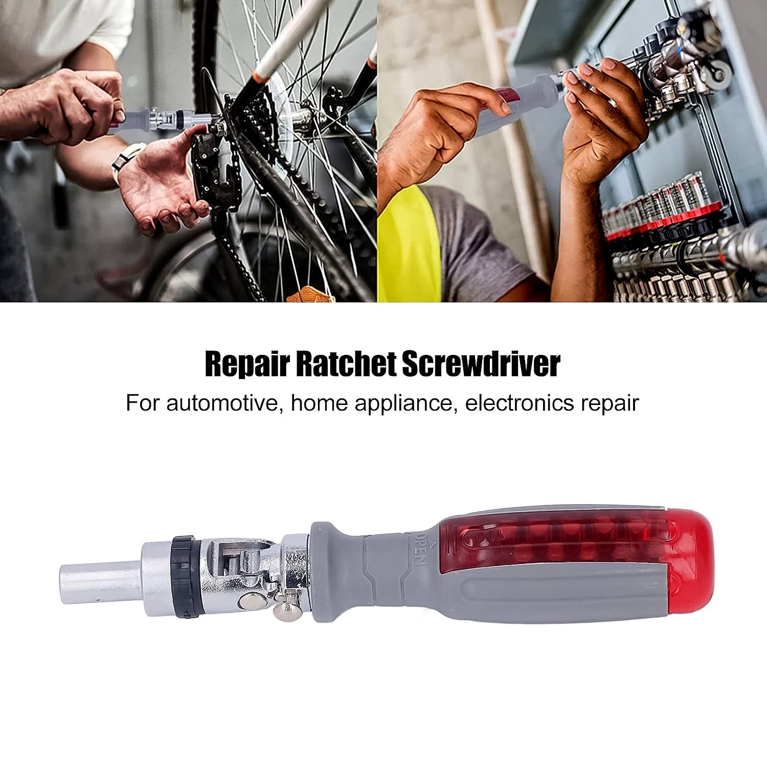 Ratchet Screwdriver Set Adjustable Angle & 20 Bits | BoltForce - Back View