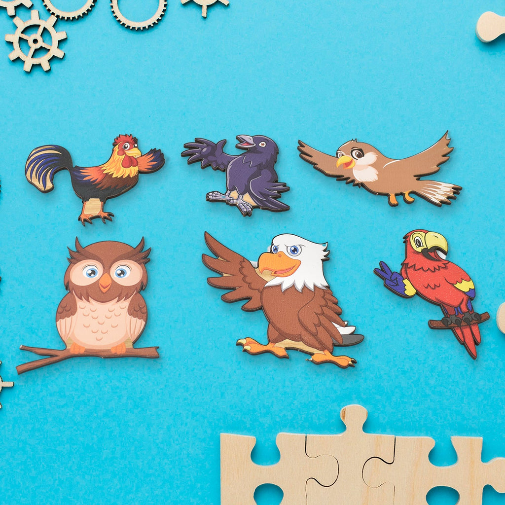 Wooden Bird Puzzle Educational Board for Kids | Inventive Play - Back View
