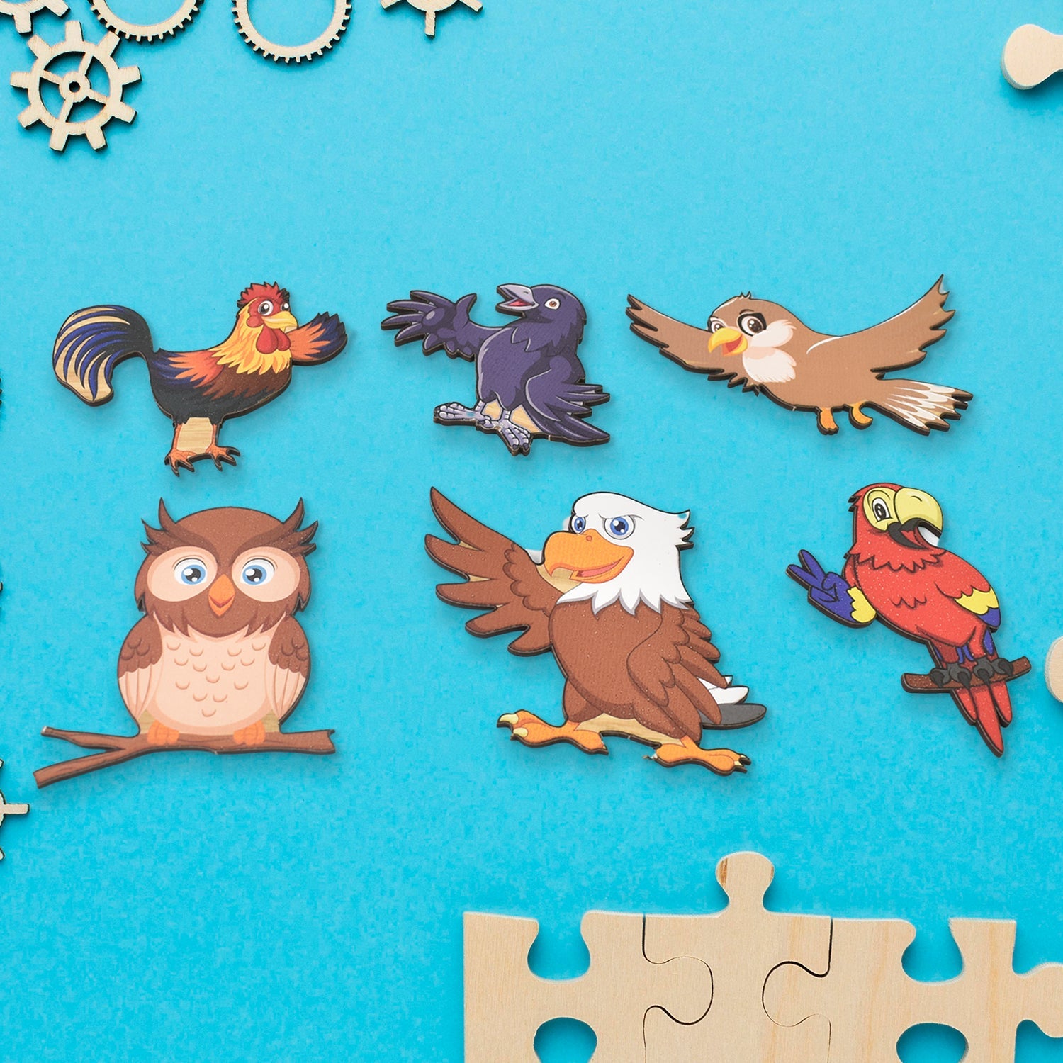 Wooden Bird Puzzle Educational Board for Kids | Inventive Play - Back View