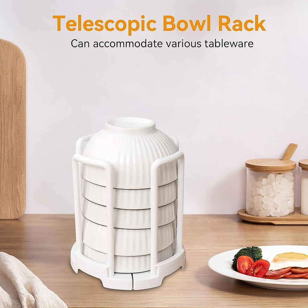 Kitchen Bowl Rack Space-Saving Drainer & Organizer - Back View