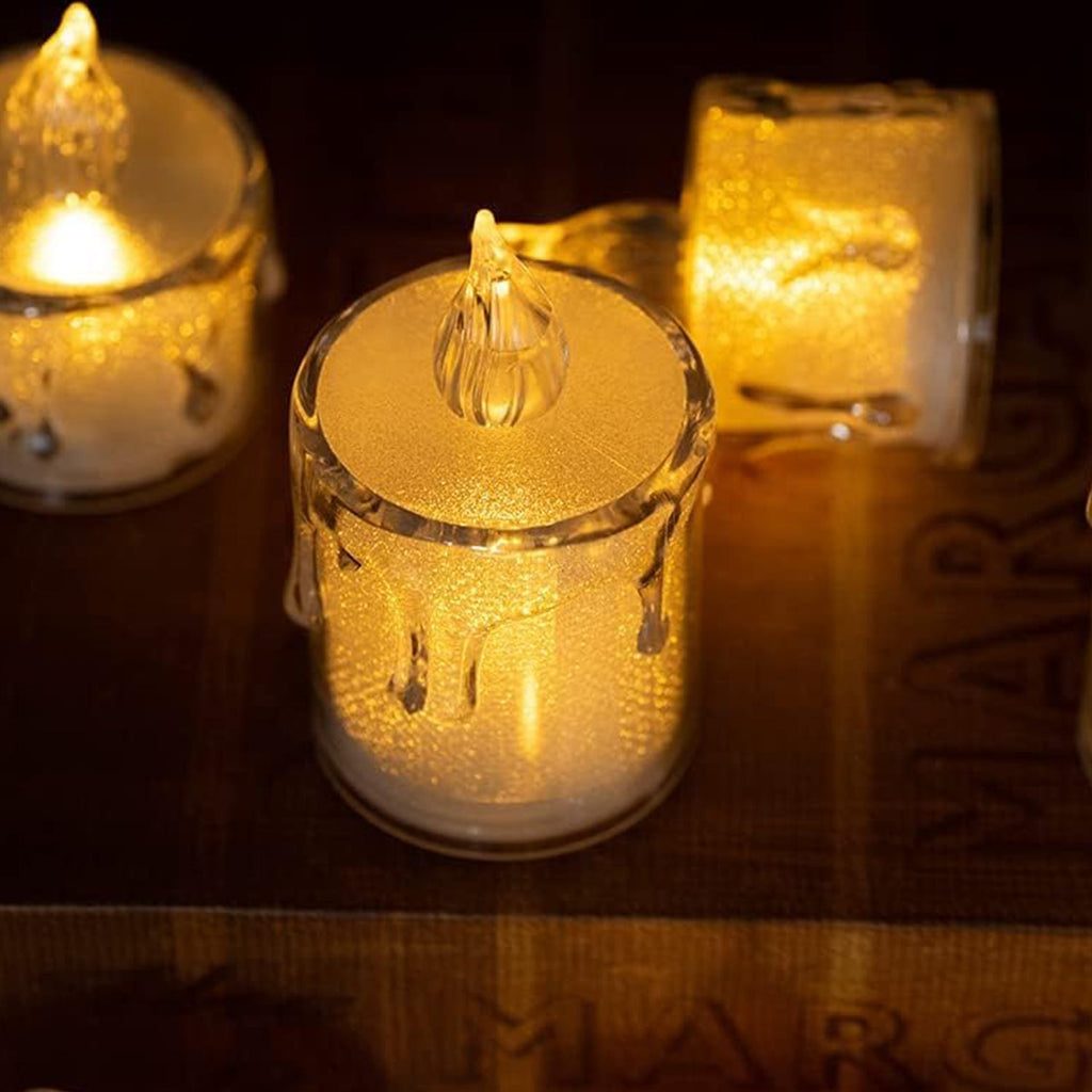 Diwali LED Candle Crystal Glitter Light for Home Decor | Styleva - Back View