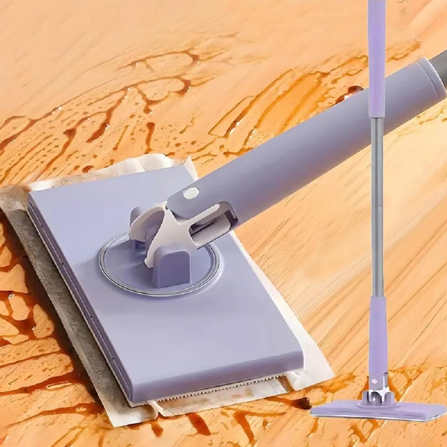 ALVENZA Mini Mop with Automatic Cloth Change & Push-Pull Handle | Velvet Wipe