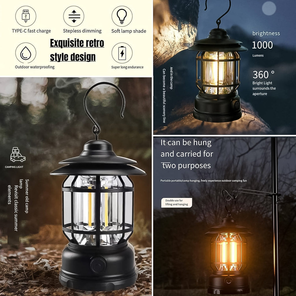 Rechargeable LED Camping Lantern Retro Dimmable Light | Garden Vera - Detail View 5