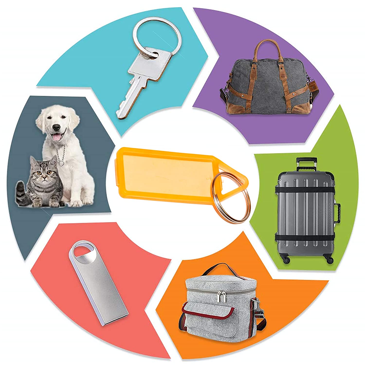 ALVENZA Keychain Tags – 50 Pcs Assorted Label Tags | Styleva