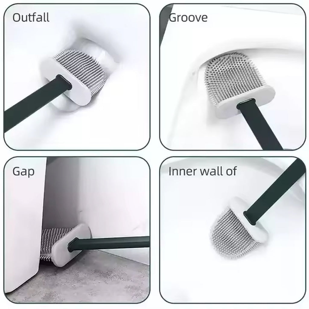 Silicone Toilet Brush Wall-Mounted, Anti-Drip Cleaner | Velvet Wipe - Back View