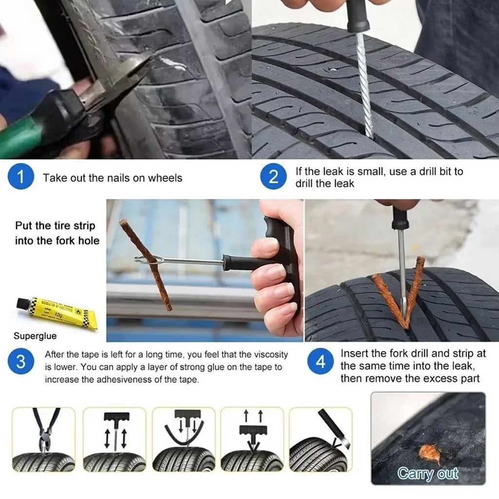 ALVENZA Tubeless Tyre Puncture Repair Kit – 5 Pc Emergency Set | Arrive Kit