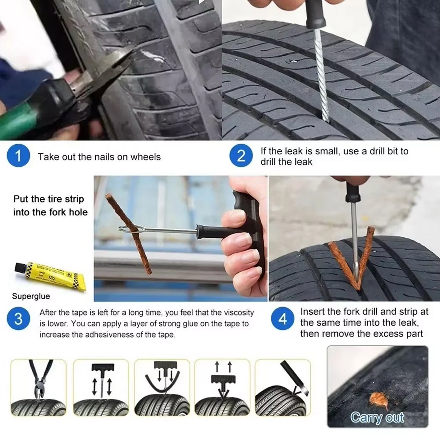 ALVENZA Tubeless Tyre Puncture Repair Kit – 5 Pc Emergency Set | Arrive Kit