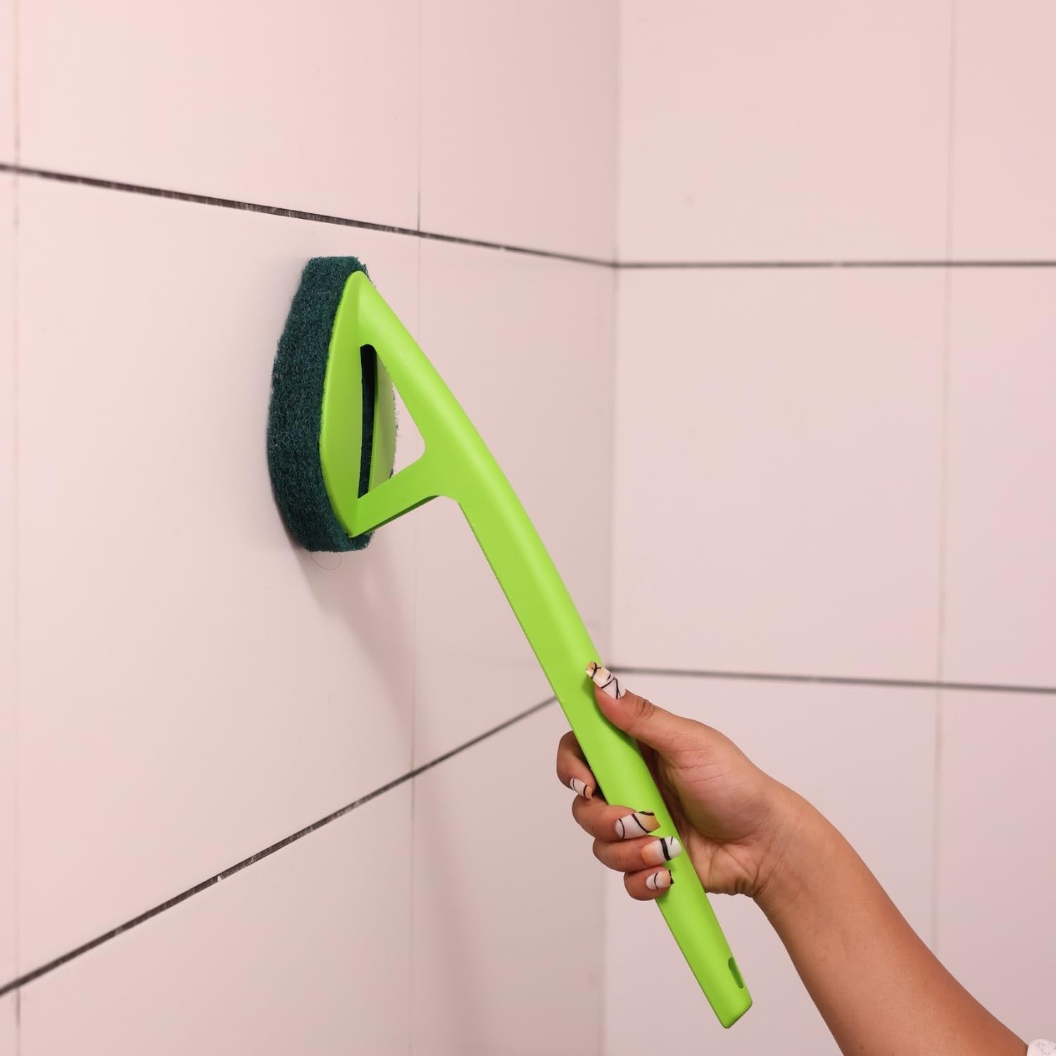Long Handle Scrubber Triangular Sponge Pad for Deep Cleaning | Pro Clean - Front View