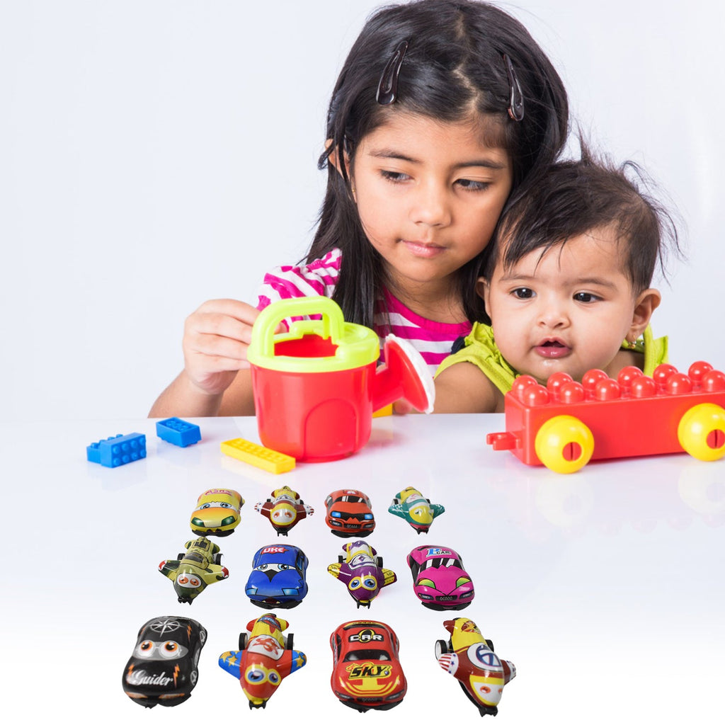 Mini Pull Back Car Toy Set 12-Piece Vehicle Collection | Aditi - Back View