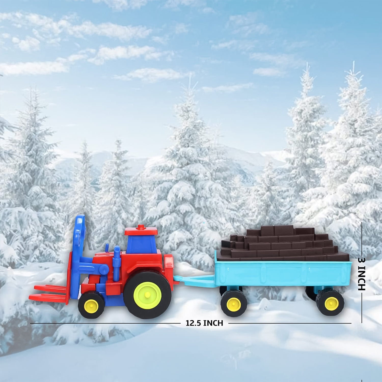 Friction Tractor Toy Durable Plastic with Bricks Trolley | Aditi - Back View