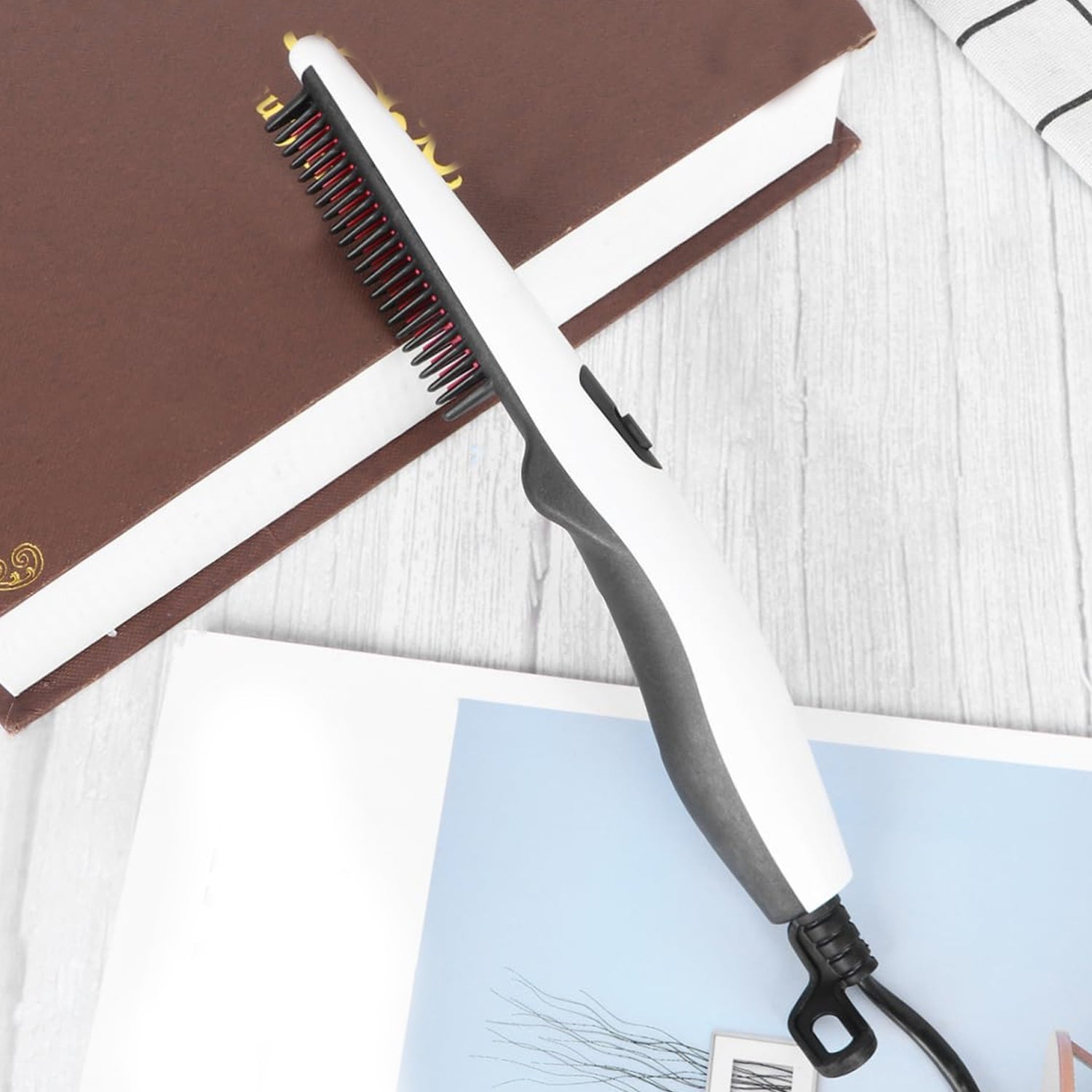 Electric Hair Straightening Comb – Portable & Safe Styling | Calm & Curl