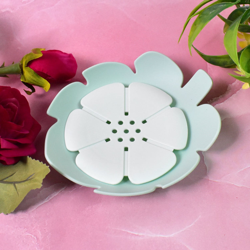 Plastic Soap Dish Self-Draining Floral Design | VelvetBubbles - Back View
