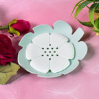 Plastic Soap Dish Self-Draining Floral Design | VelvetBubbles - Back View