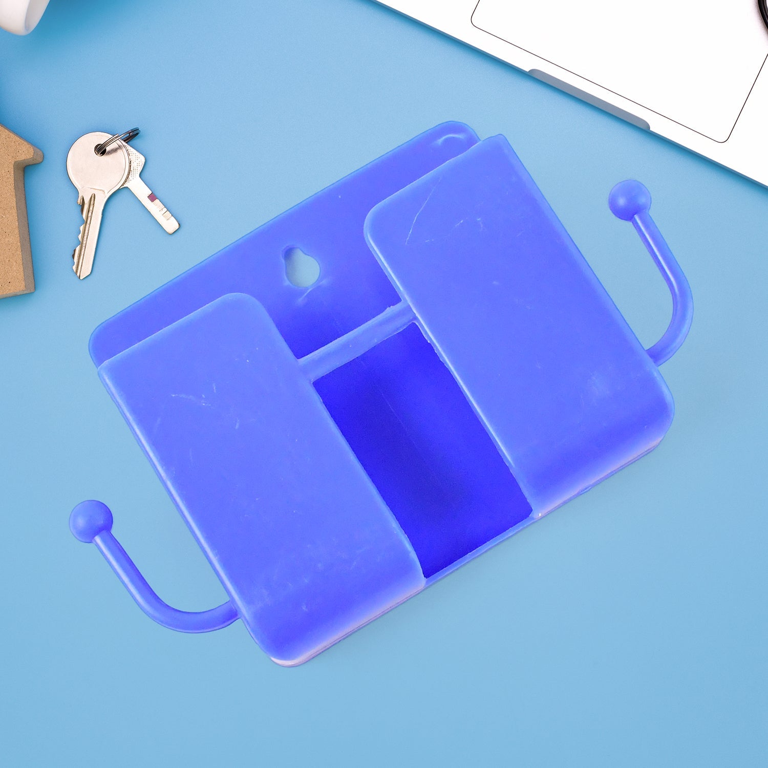ALVENZA Wall Mount Mobile Stand – Compact Blue Phone Holder with Hook