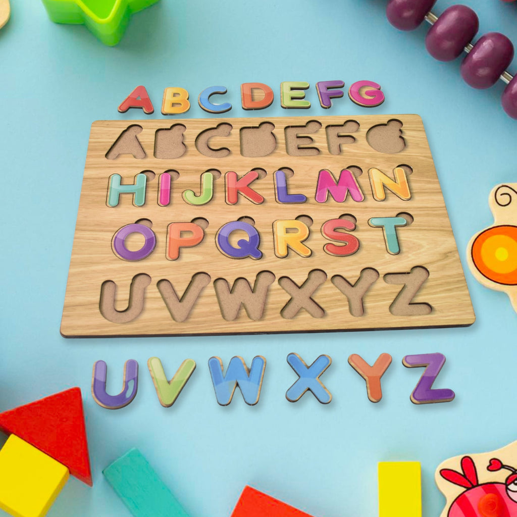 Wooden ABC Puzzle Shapes Learning Board for Toddlers | Little Learners - Detail View 6