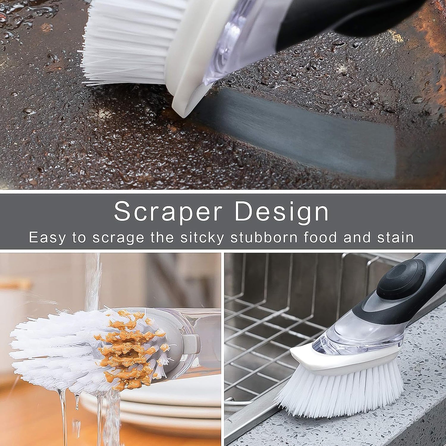 ALVENZA Soap Dispensing Dish Brush – Refillable Kitchen Scrubber | VelvetBubbles