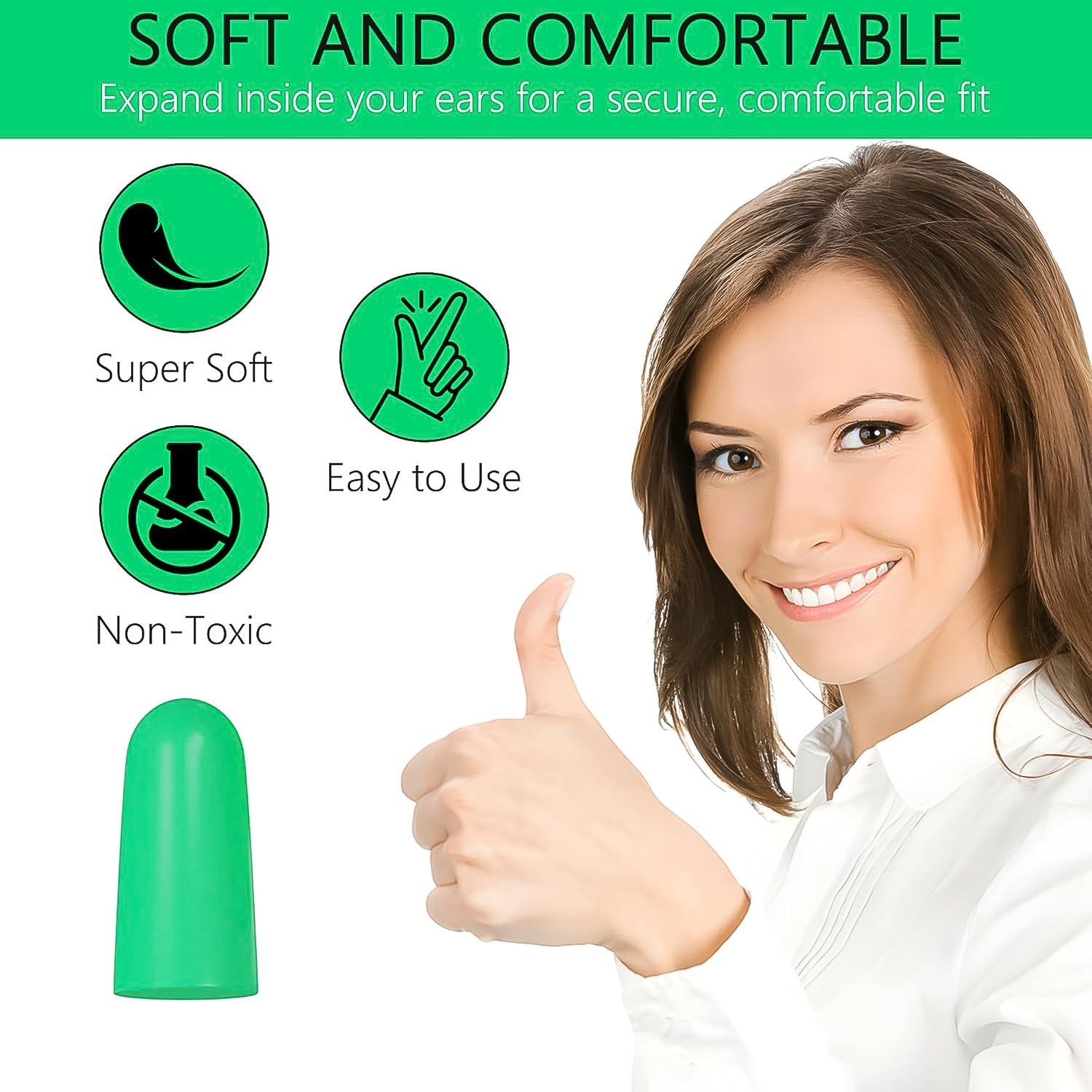 Noise Reduction Earplugs Soft Foam for Sleep & Travel | XcelSafe - Detail View 5