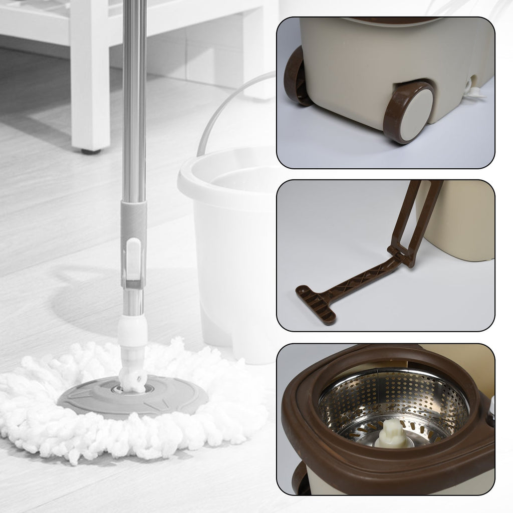 ALVENZA Spin Mop with Bucket – 360° Microfiber Floor Cleaner | Velvet Wipe