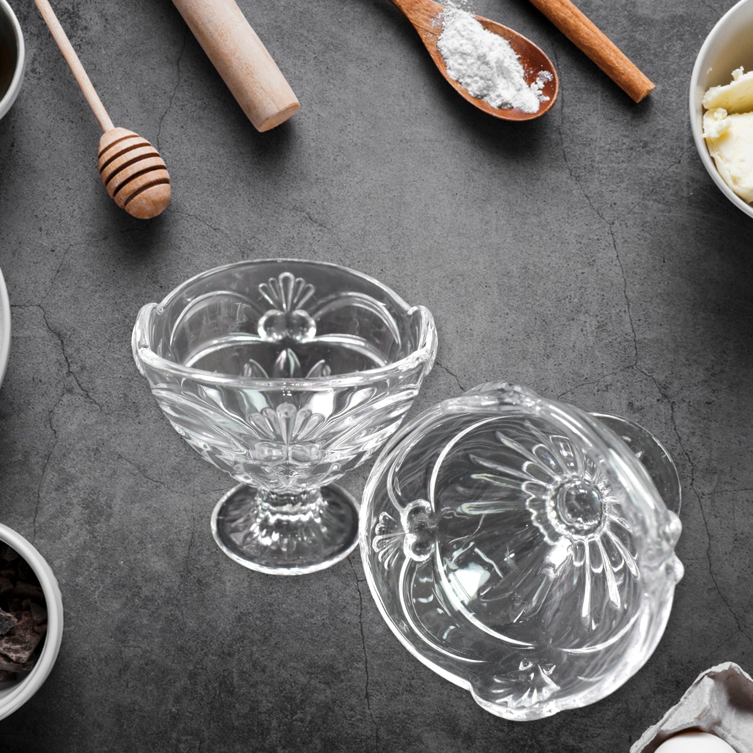 ALVENZA Glass Ice Cream Cups – Elegant Dessert Serving Set (6 Pcs) | Styleva