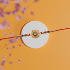 ALVENZA Kundan Rakhi - Traditional Antique Gold Finish with Multicolor Beads