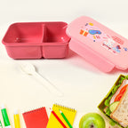 Leak-Proof Lunch Box 2 Compartment Set with Bottle & Fork | Lunchie Bunchie - Front View